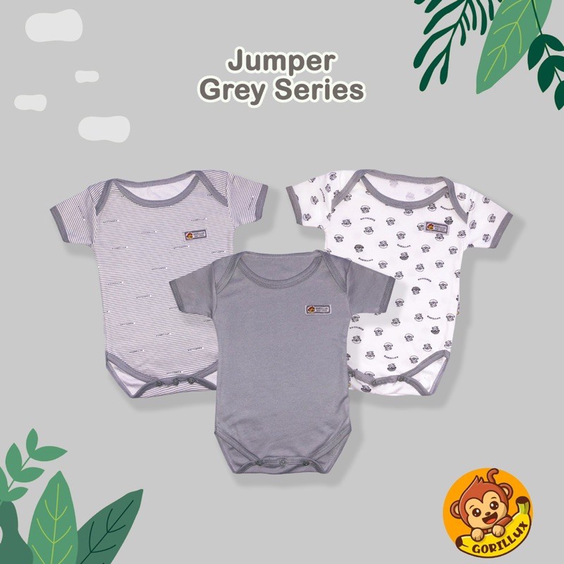 3 Pcs Jumper Segitiga Gorillux Fluffy 3-12M Baju Kodok Bayi Arevyonlineshop