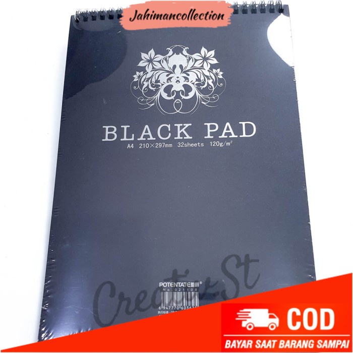 

✨ BISA COD ✨ Potentate Black Pad A4 32 Sheet 120 GSM Wire Book