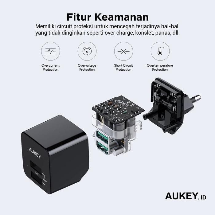 Aukey Adapter Dual Port 12w With AiQ - 500284 / 500194 - PA-U32