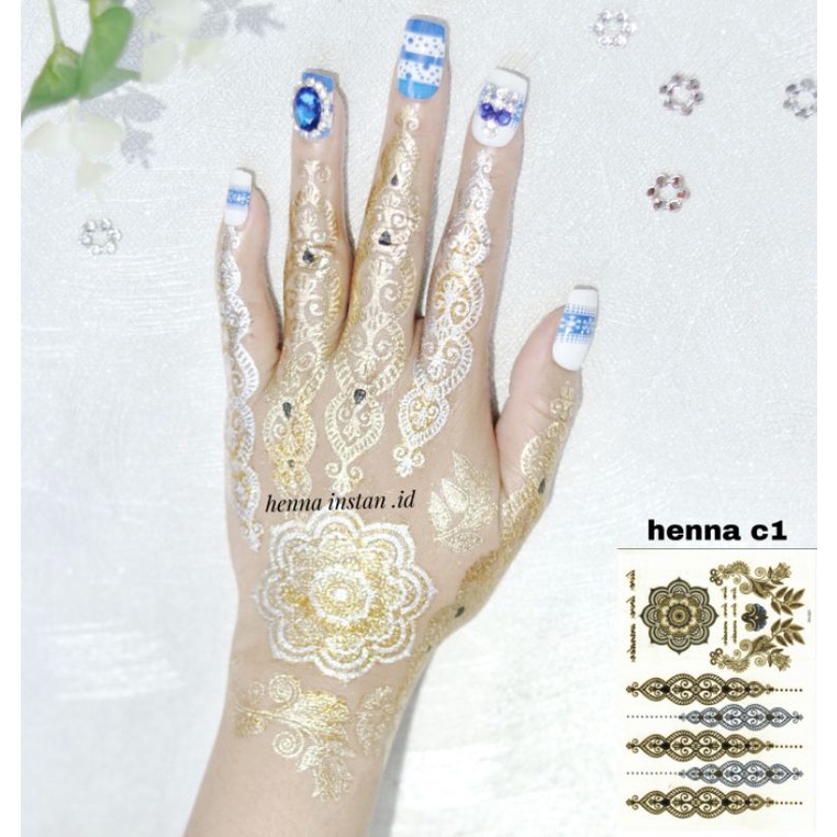 HENNA INSTAN / HENA TATTO PENGANTIN / FREE GLITER-Gold