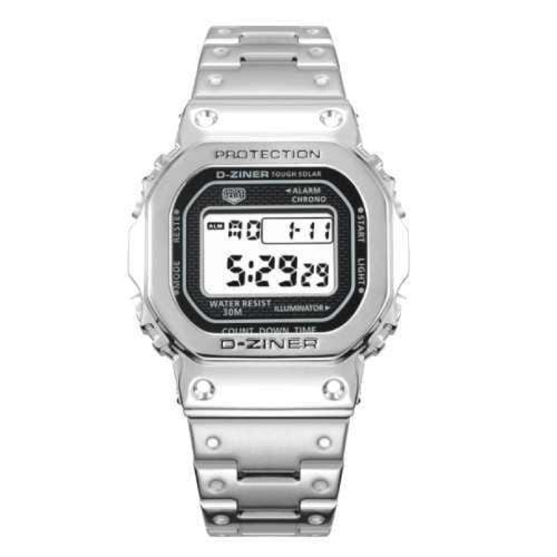 Jam Tangan Pria Original D-Ziner 8247 Digital Stainless Steel Water