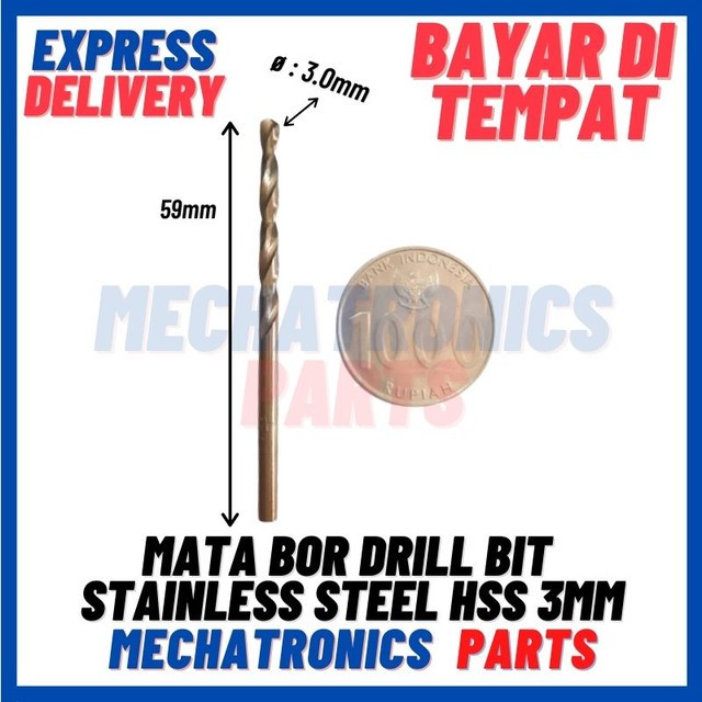 [PAS-9593] MATA BOR DRILL BIT STAINLESS STEEL HSS 3MM