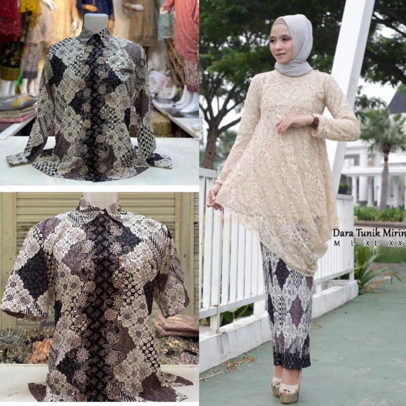 TUNIK BRUKAT MENCENG/SETELAN TUNIK BRUKAT/COUPLE TUNIK /COUPLE KEBAYA