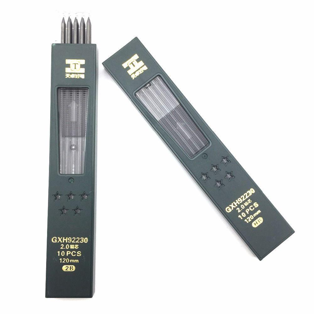 Lanfy 10pcs / Kotak Pensil Mekanikal 120mm 2.0mm Warna Hitam Untuk Sekolah / Kantor
