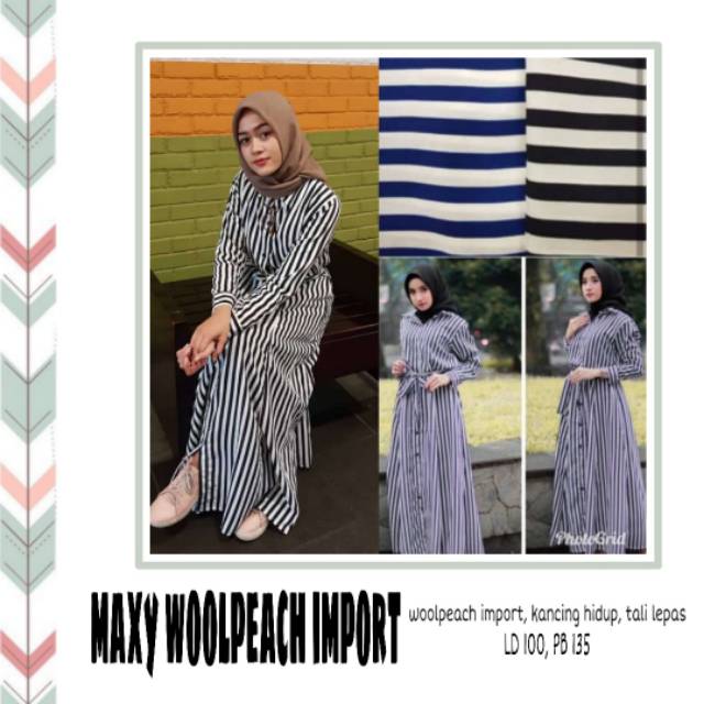 Gamis Wanita Busui Garis2 Salur Vertikal Hitam Putih Navy Terbaru