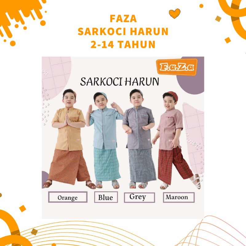 FAZA SARKOCI HARUN SARUNG KOKO PECI ANAK SARKOCI ANAK SET BAJU MUSLIM ANAK SET SARUNG BAJU KOKO ANAK