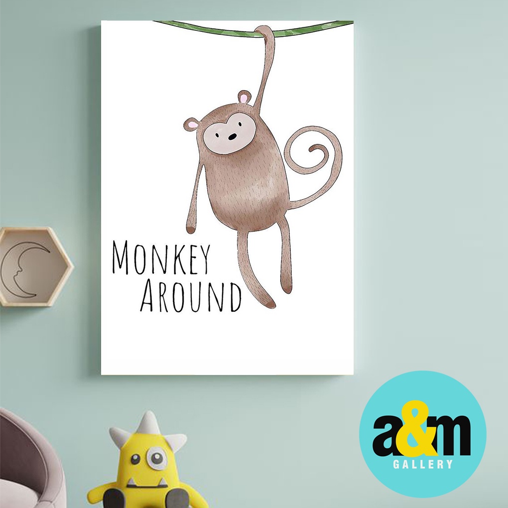 Poster Kayu Hiasan Dinding Kamar Bayi dan anak Gambar Binatang ( A4 ) Dekorasi Kamar anak Wall decor Edukasi Gambar Tema Binatang - A&amp;M