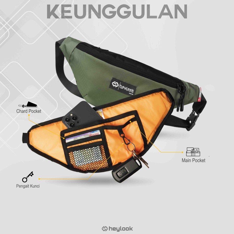 Tas Selempang Waistbag pinggang Pria Slingbag Bahu Distro Westbag Cowok Bahan Kordura