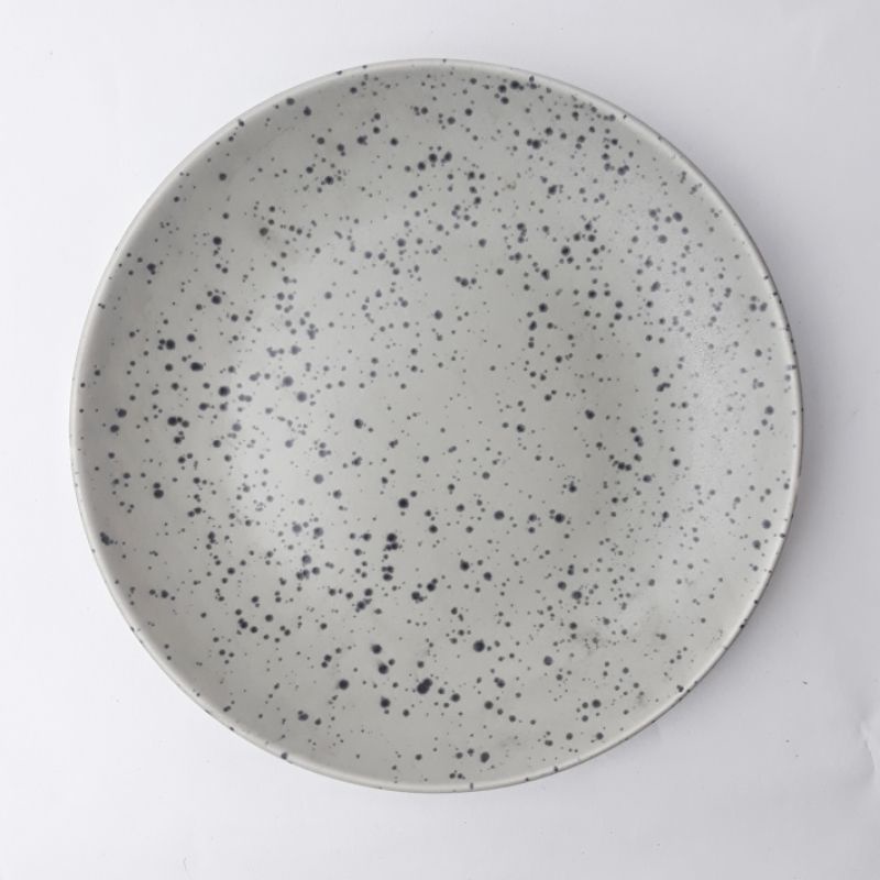 PIRING MAKAN KERAMIK MURAH / SALAD PLATE RUSTIC ukuran 21cm-Grey doff