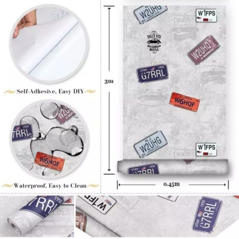 wallpaper dinding motif koran warna putih Wallpaper Sticker Dinding Motif Polos Warna Biru Gold Pink