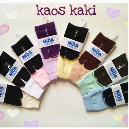 Kaos Kaki Nida Panjang Muslimah Telapak Hitam Jempol Polos Murah Malang-2