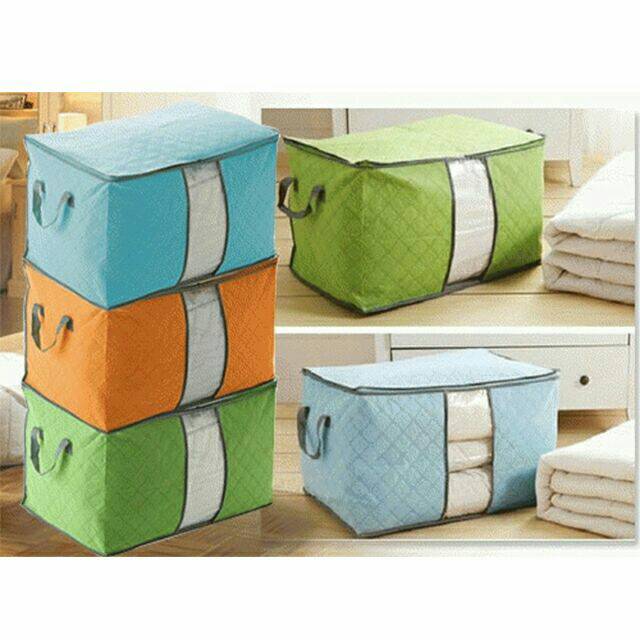 Bamboo Storage Box Warna ( organizer Pakaian, Selimut, Bed cover, sprei, dll )