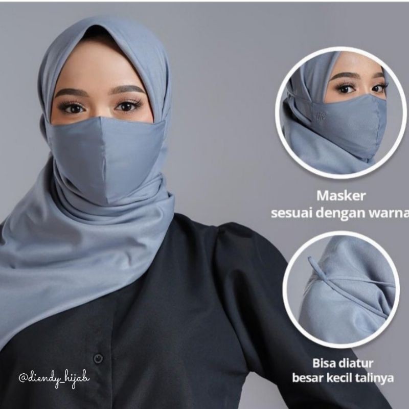 HIJAB SEGIEMPAT SET MASKER VOAL MIRACLE