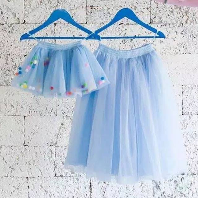 rok ibu&anak/rok anak/rok dewasa/rok pompom/sepasang