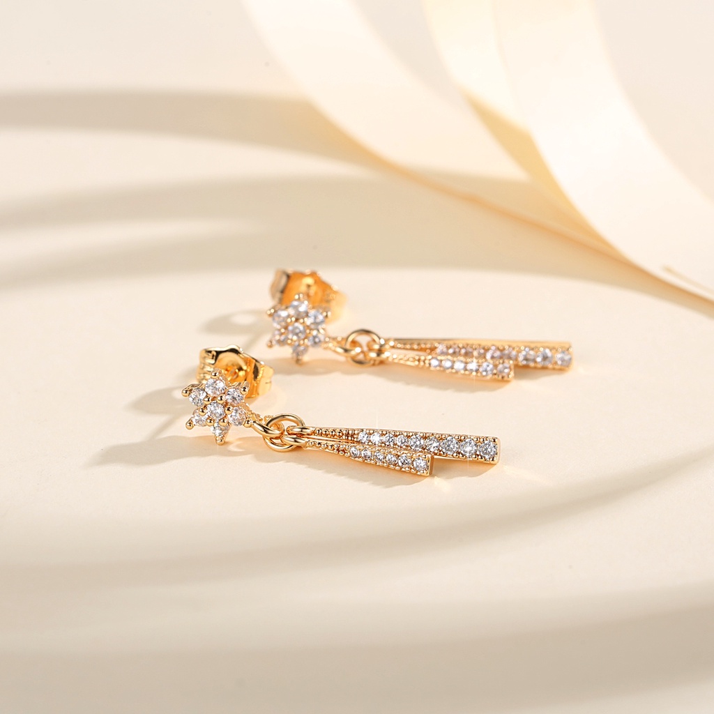 Y559【COD】Korea Fashion Berlian Jumbai Anting Giwang Kristal Rhinestone Elegan Wanita Warna Emas Anting