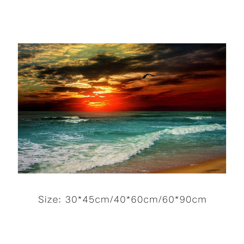 Xianggelila Lukisan Kanvas Desain Pantai Sunset Seascape 3 Ukuran