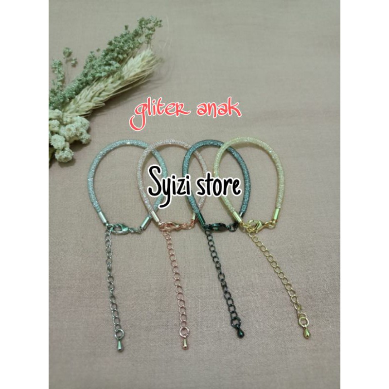 (free stoper)Gelang gliter kait anak / Gelang kawat kristal anak/ gelang pandora/gliter kait