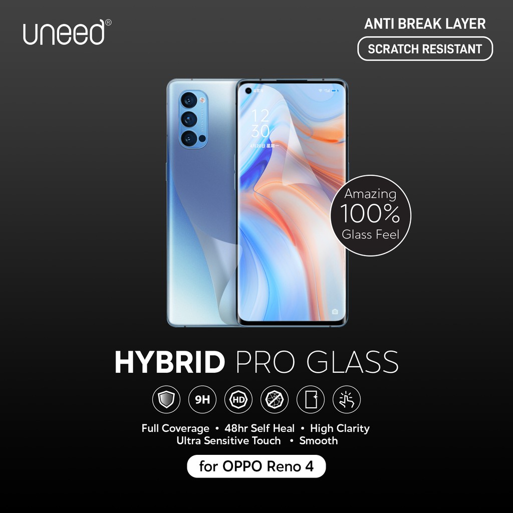 Uneed Hybrid Pro Anti Break Screen Protector Oppo Reno 4 Full Cover