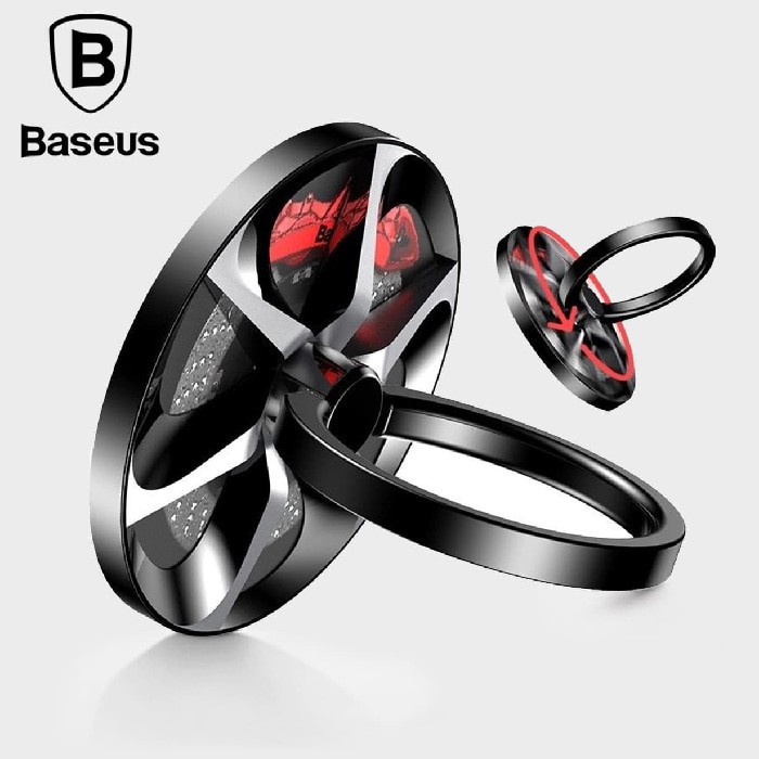 RING HOLDER PHONE HOLDER CINCIN HP BASEUS WHEEL RING BRACKET - Hitam
