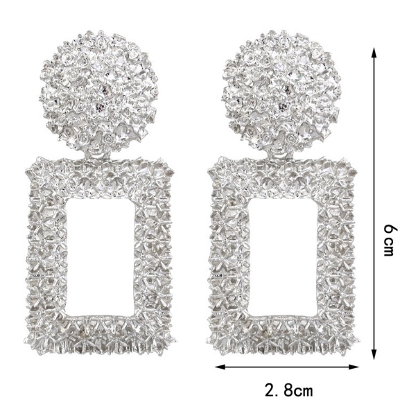 Anting Persegi Korea Hijab Muslim Jilbab Earrings Wanita Fashion Vintage Women Cantik Rectangle Metal Model Tusuk