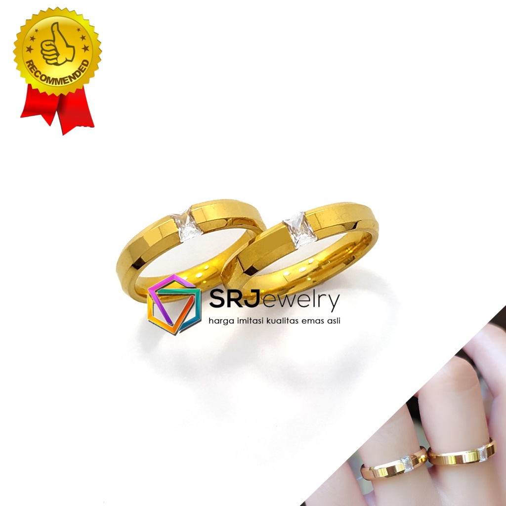 Cincin Couple Emas Sepasang Titanium Gratis Nama