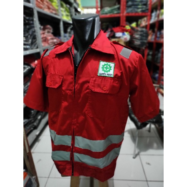 LENGAN PENDEK SERAGAM SAFETY MERAH SCOTLIGT DOBLE