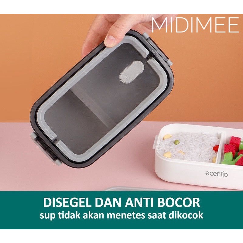 kotak makan lunch box tempat bekal 2 susun 1600ml anti bocor lunch box anti tumpah/free Alat Makan