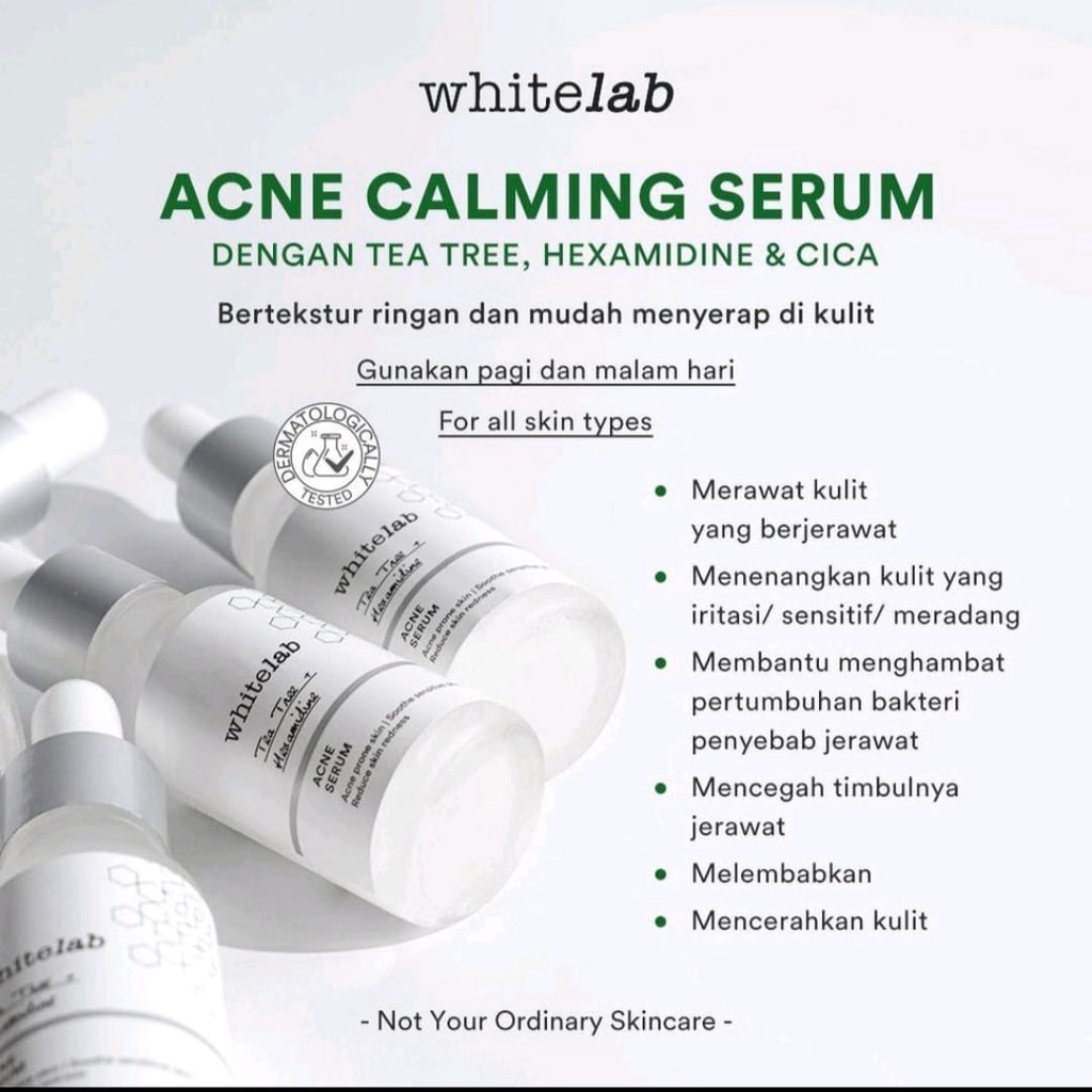 WHITELAB ACNE SERUM TEA TREE + HEXAMIDINE CALMING PRONE SKIN JERAWAT