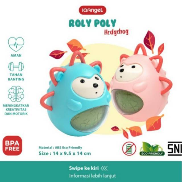 IQ Angel Roly Poly Hedgehog Teether Toy Mainan Gigitan Bayi Sensorik