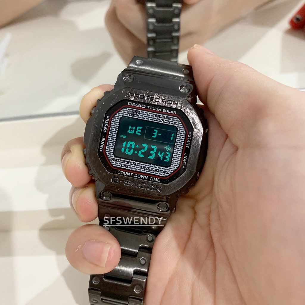 Jam tangan rantai pria Besi stainless steel G Shock anti karat Hitam DW-5600