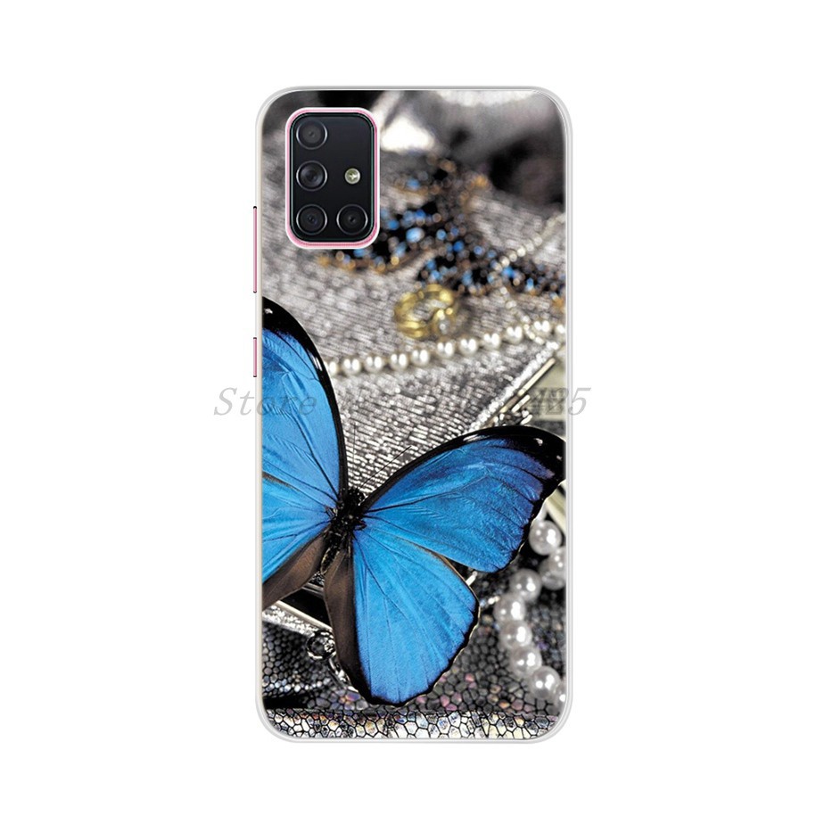 Samsung Galaxy A71 A51 Phone Case Cute Cat Butterfly Cartoon Silicone Casing Samsung A 71 51 Shockproof Bumper Cover-008