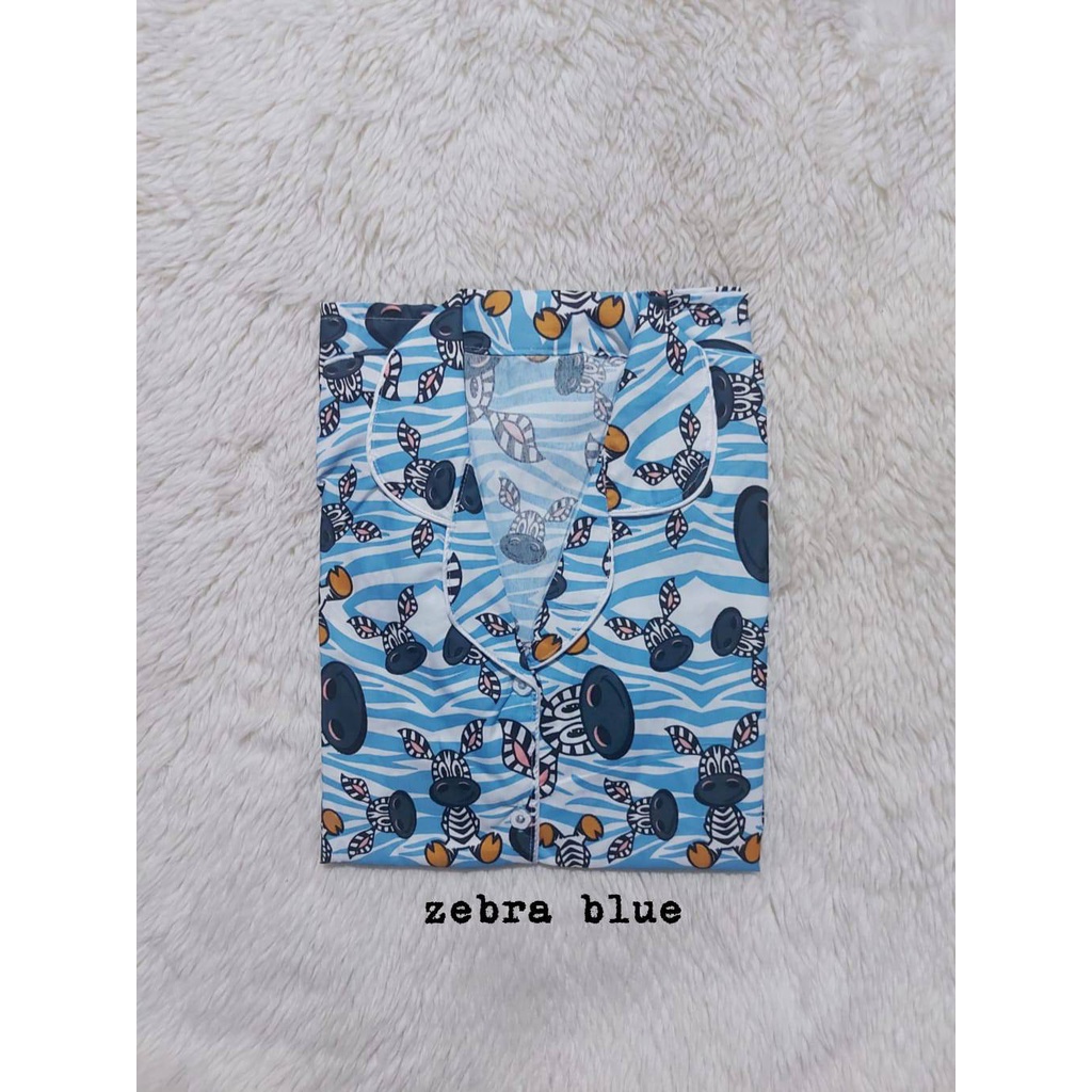 Setelan Piyama Baju Tidur PP Jumbo LD 116 -120 cm Motif  Size XXL Katun.-ZEBRA BLUE