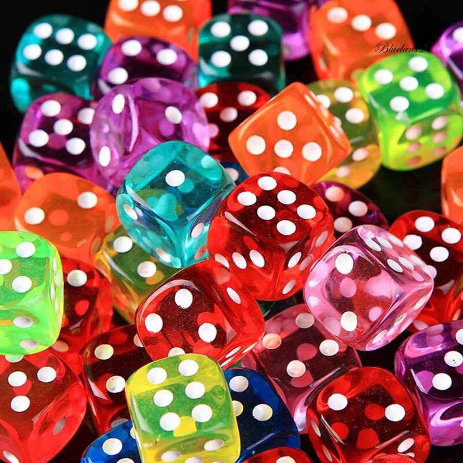 dadu warna 14mm bening bagus