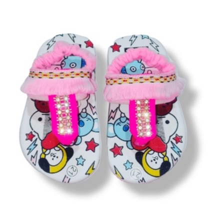 Sandal Bayi Motif BT21 Model Jepit Dayak Terbaru