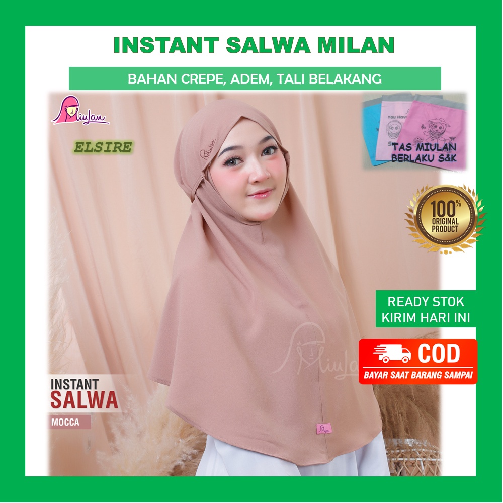 Instant Salwa Miulan - SALWA DEWASA hijab Crepe Jilbab Instan Tali Belakang Adem Bahan jatuh