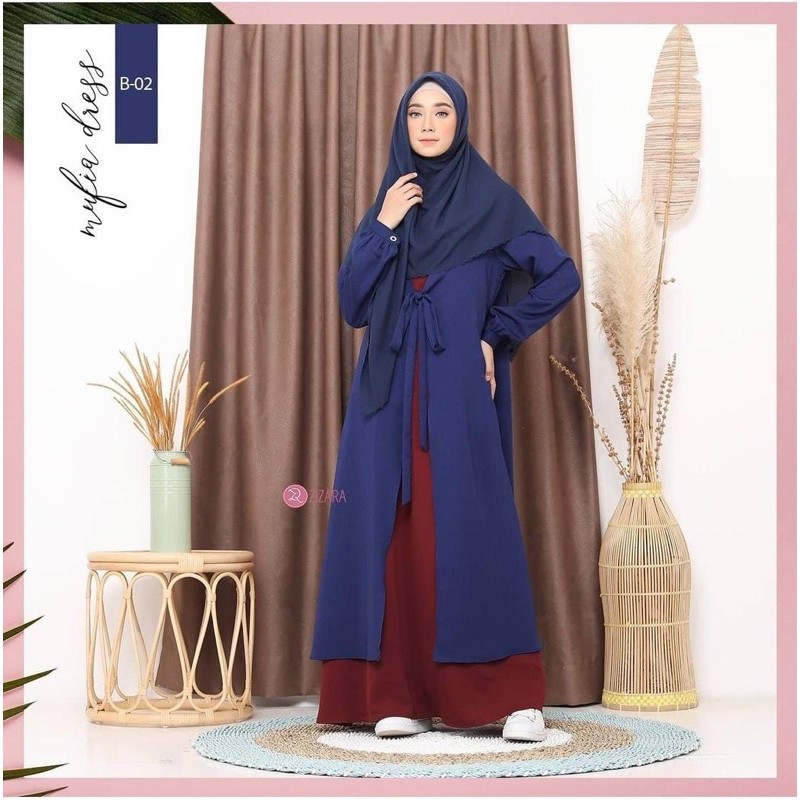 Gamis Navy Mustard MUFIA DRESS by ZIZARA