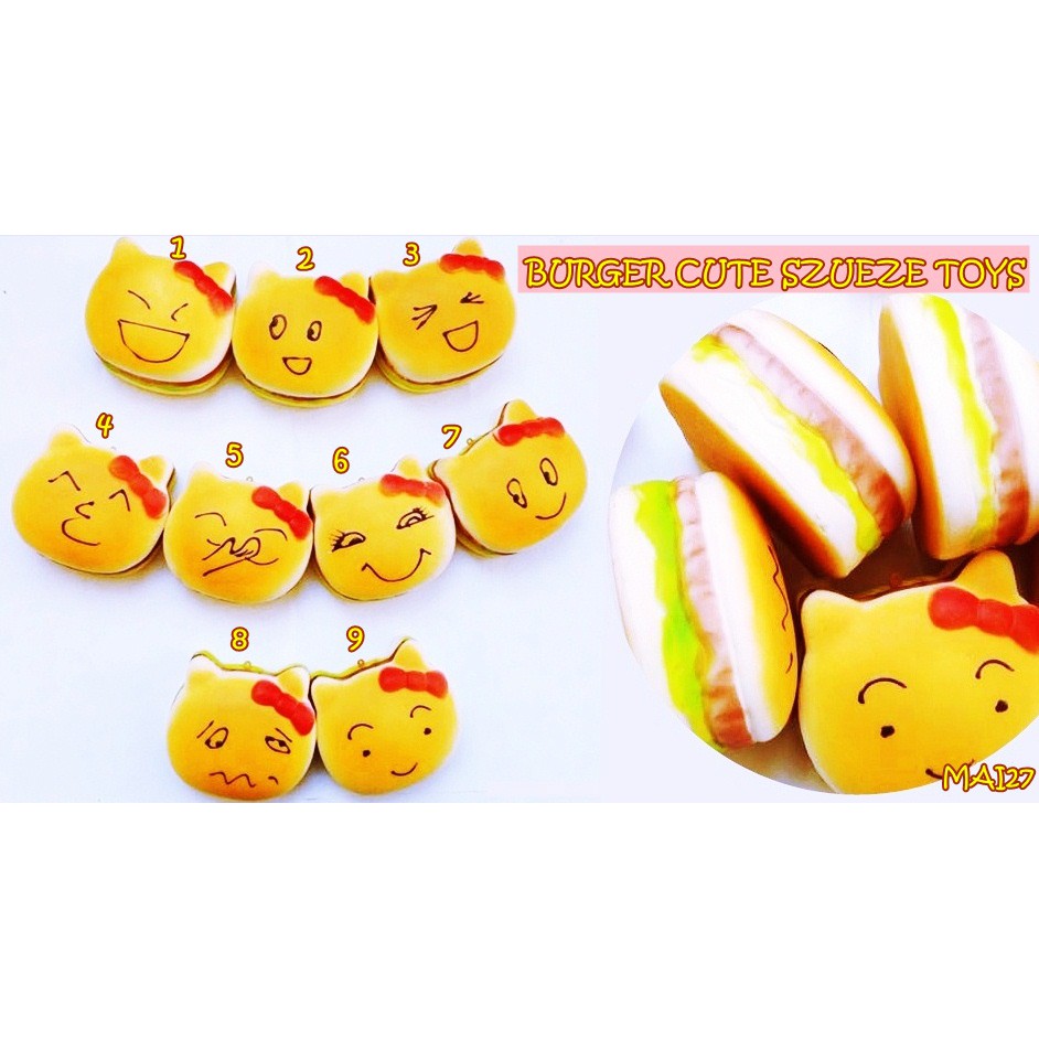 MAI27 BURGER CUTE SQUEZE TOYS MAINAN ANAK / SQUEESY SQUISY SQUESY SQUISI SQUEEZY