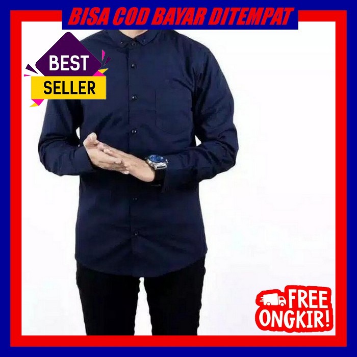 Kemeje Pria Slim Fit Lengan Panjang Kasual Kekinian Terbaru Bagus Berkualitas Keren Terpopuler Murah