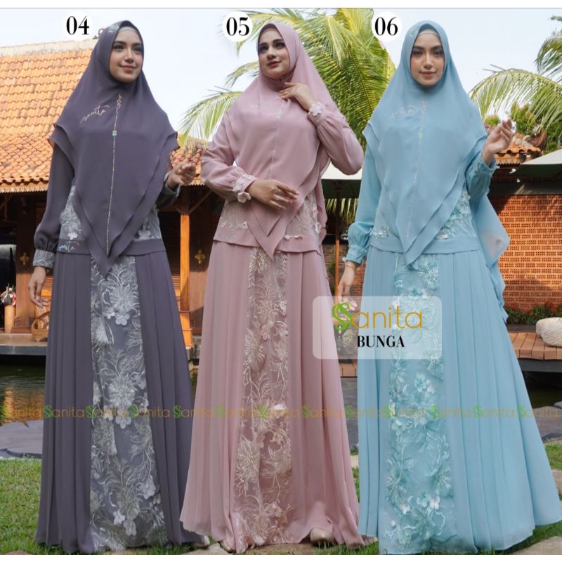 Sanita Set Syari Bunga Ready siap kirim