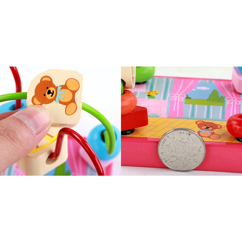 Mini Round Beads Wiregame Matching Game Mainan Balita Wooden Toys Sensory Play Mainan Kayu Mainan Sensorik Anak