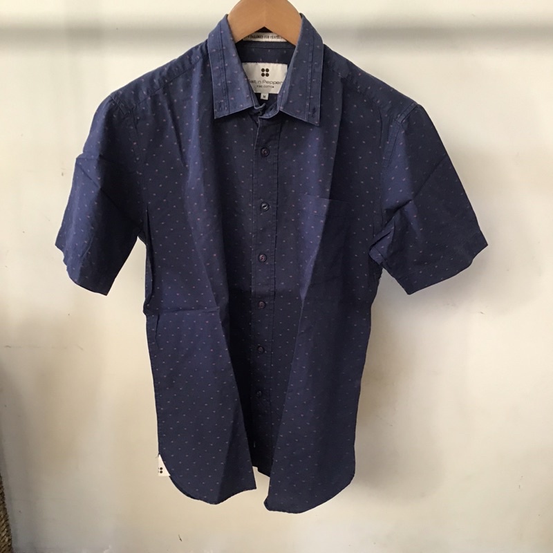 Preloved Kemeja Lengan Pendek Salt n Pepper Navy