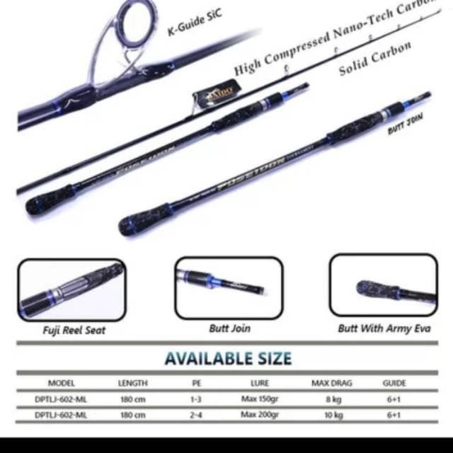 Joran daido poseidon tournament 602 180cm pe 1-3 dan pe 2-4 - pe 1