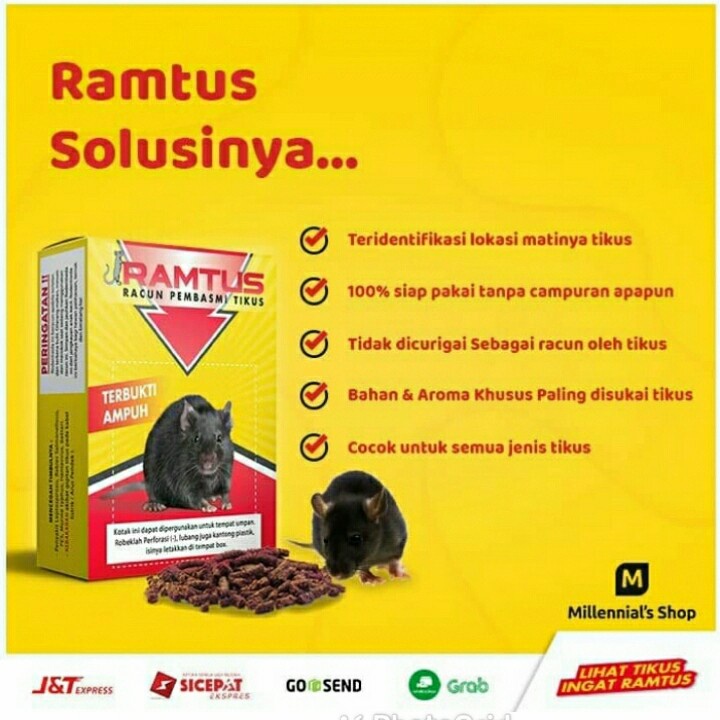 Racun Tikus RAMTUS Mati Kering Pembasmi Tikus Secara Masal Umpan Tikus