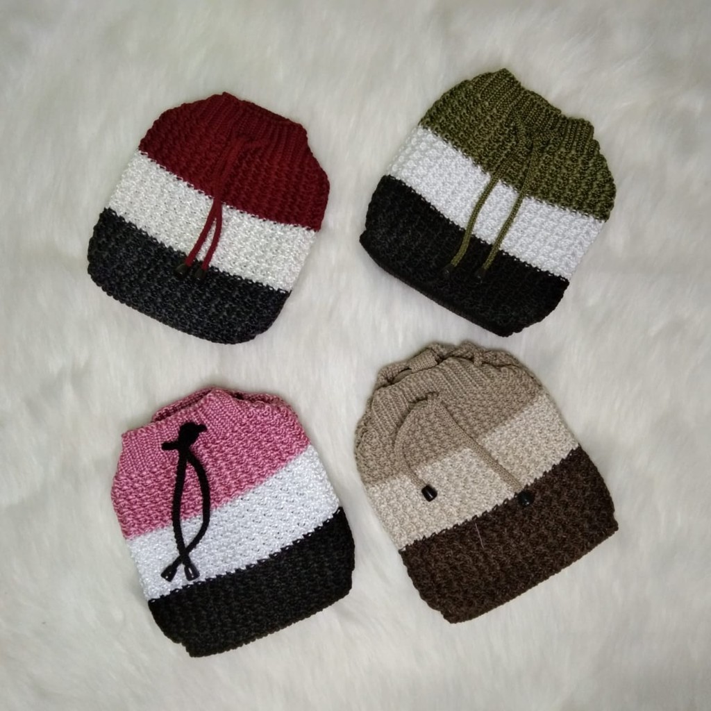 Tas Rajut Selempang Serut HP Dompoet Kunci Trendy Pria Wanita