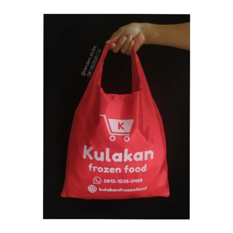 tas lipat belanja custom parasut lipat folded sablon
