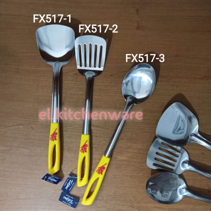 merk yakima - gagang plastik kuning merah - original - stainless steel - sodet sutil tebal kuat spat