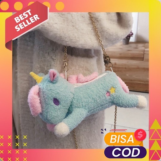 Tas Bahu Selempang Boneka Bear Panda Tas Wanita Bulu Selempang Boneka  Tas Unicorn My Little Pony Ba
