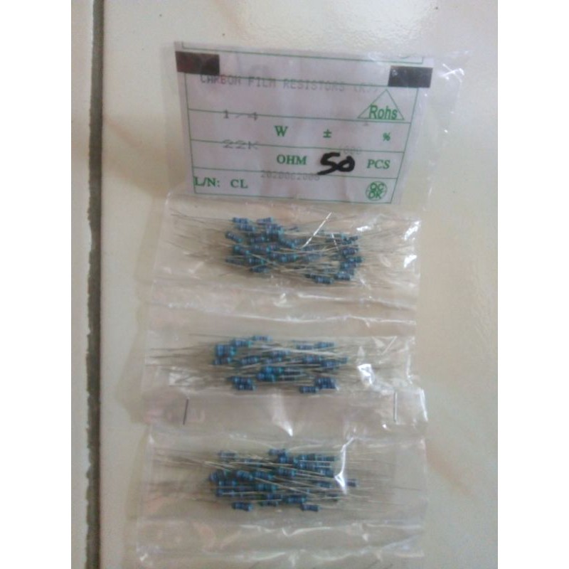 Resistor 22k ohm 1/4 watt per 50pcs