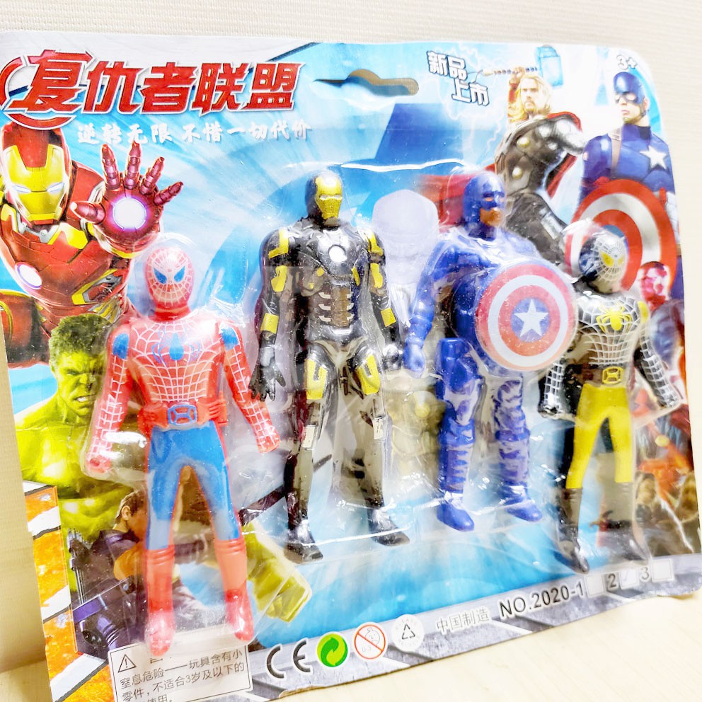 Superheroes 4in1 2020-12 Mainan Mini Action Figure Avengers Captain America Iron Man Spiderman