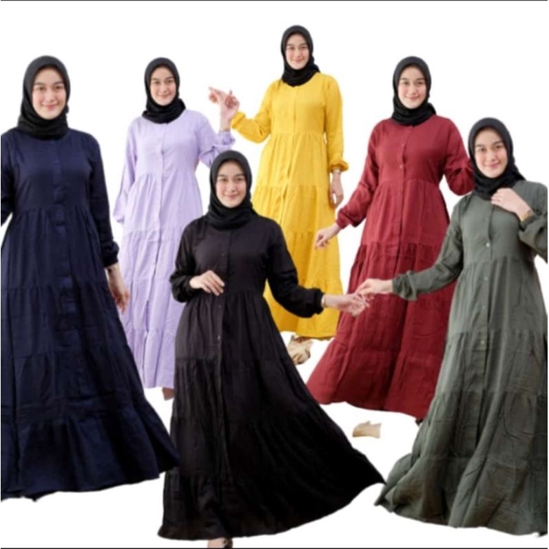 GAMIS RAYON POLOS SUSUN KANCING TERBARU